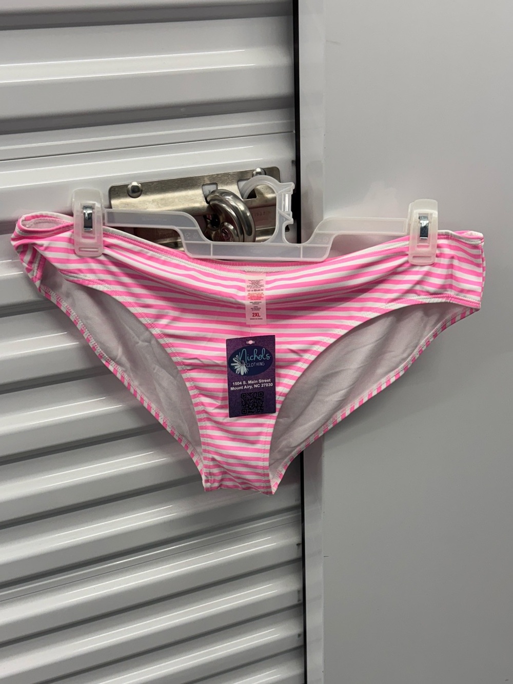 NWT Nichols Clothing Pink and White Striped Bikini Bottoms Women’s Plus XXL 2XL